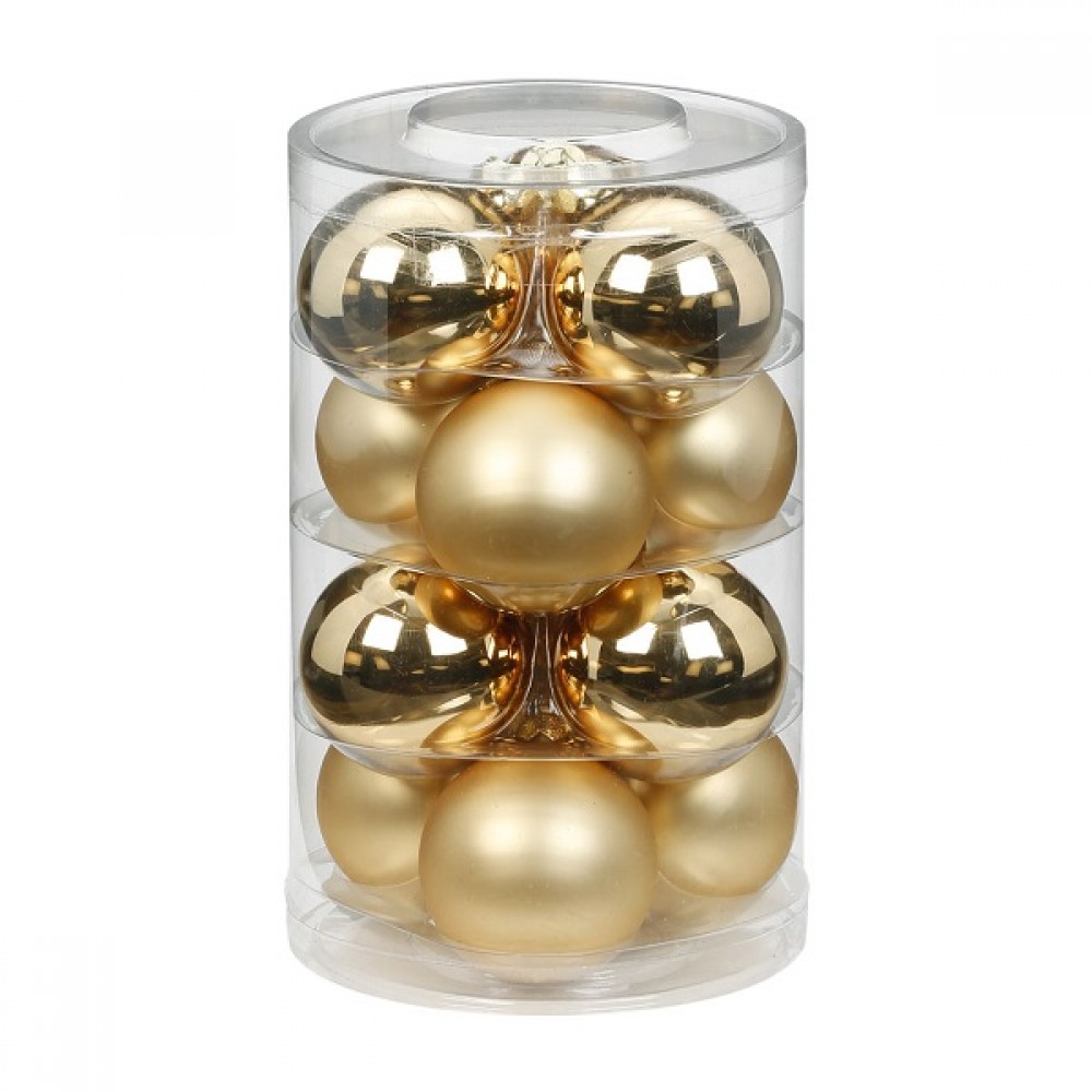 Набор ёлочных шаров стекло см золотой блестящийматовый шт в уп