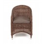 "Равенна" плетеное кресло из искусственного ротанга, цвет коричневый с серой подушкой