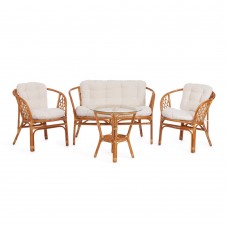 Комплект для отдыха "BAHAMA" (диван + 2 кресла + стол со стеклом ) /с подушками/