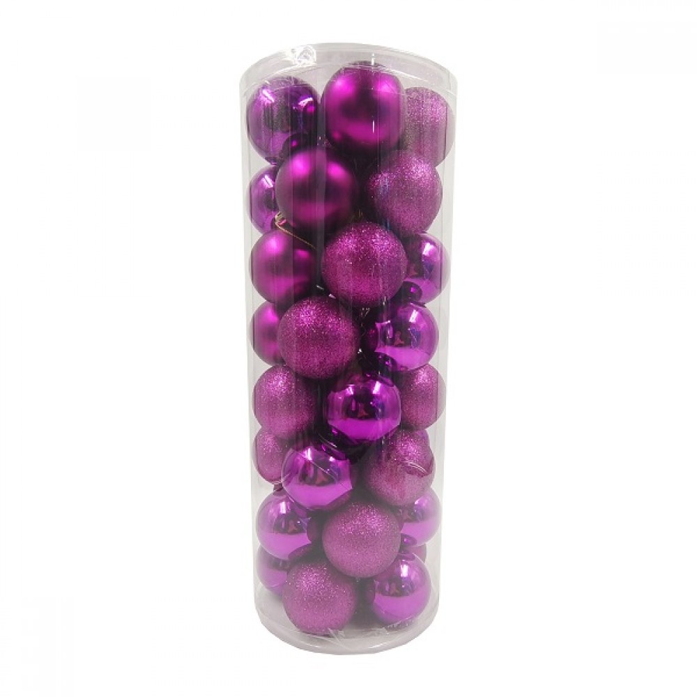 Набор ёлочных шаров, пластик, фиолетовый микс, 40 шт в упаковке