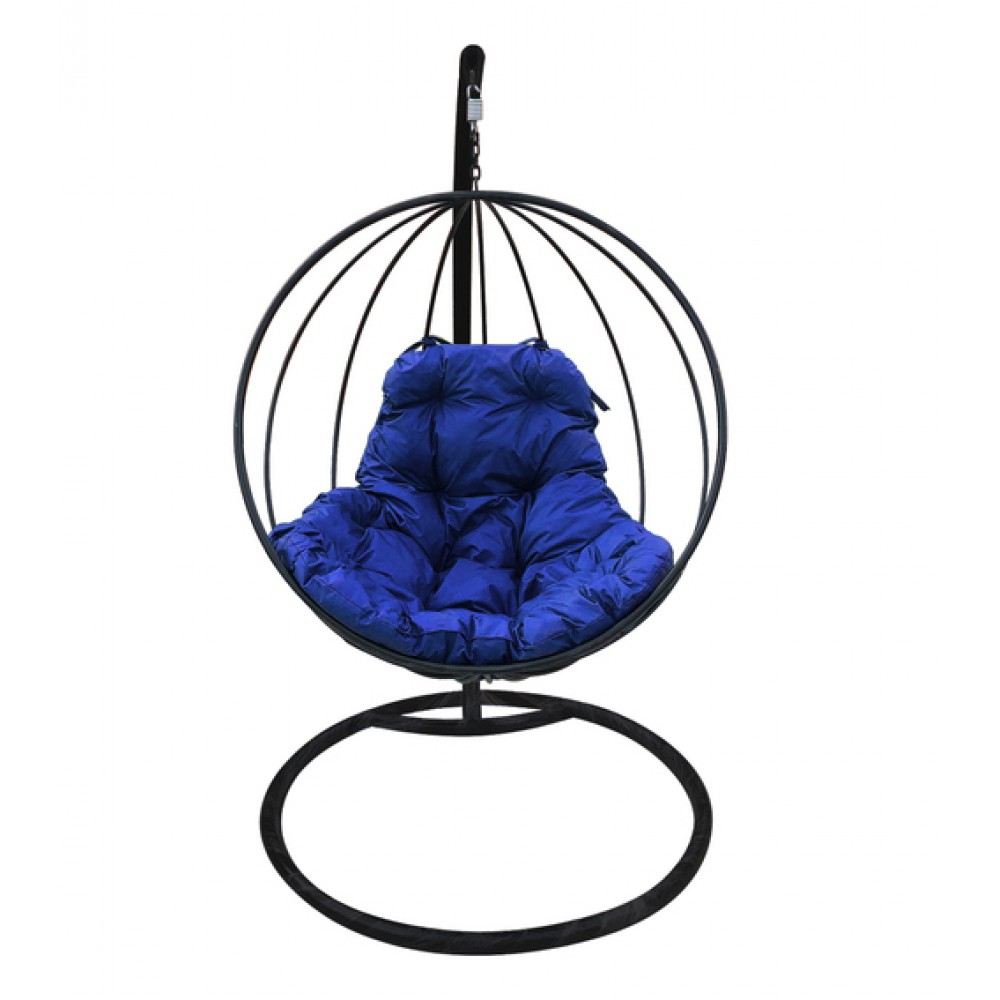 Подвесное кресло "Круглое", черное, цвет подушки: Синий