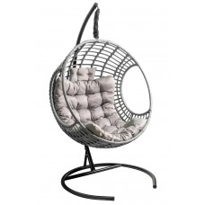 Кресло подвесное Лондон арт.CN950-МТ2023 цв.корзины серый, цв.подушки серый "Garden story"