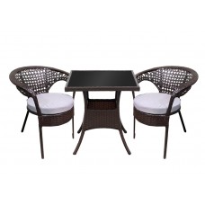 Набор мебели  Монреаль мини New (2 кресла+стол 60х60см 2 уп., ротанг коричневый) арт.Т-97В, у-461