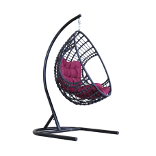 Кресло подвесное Лондон арт.CN950-МТ цв.корзины черный, цв.подушки бордовый "Garden story"