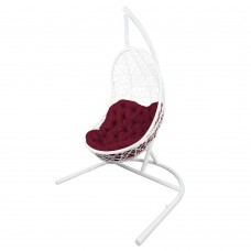 Кресло подвесное ВЕГА, цвет белый, подушка – бордовый