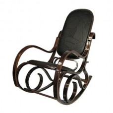 Кресло-качалка "Wink" кожа 20048WCL(каркас темно-коричневый, экокожа черная)