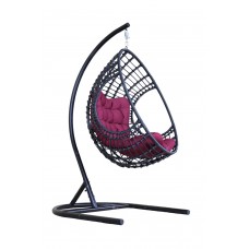 Кресло подвесное Лондон арт.D35B-МТ003 цв.корзины черный, цв.подушки бордовый "Garden story"