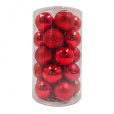 Набор ёлочных шаров, пластик, красный микс, 25 шт в упаковке