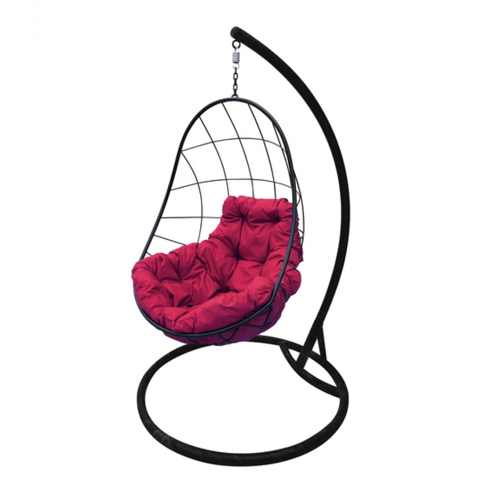 Подвесное кресло "Овал", черное, цвет подушки: Бордовый