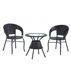 Комплект обеденный BISTRO WICKER (стол + 2 кресла), цвет черный