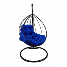 Подвесное кресло "Капля", черное, цвет подушки: Синий в Москве