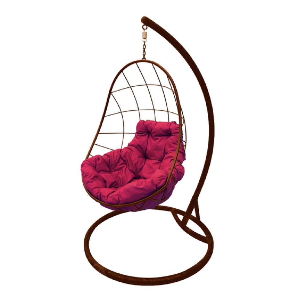 Подвесное кресло "Овал", коричневое, цвет подушки: Бордовый