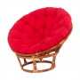 Кресло PAPASAN 23-01 из натурального ротанга, цвет: коньяк, с красной подушкой