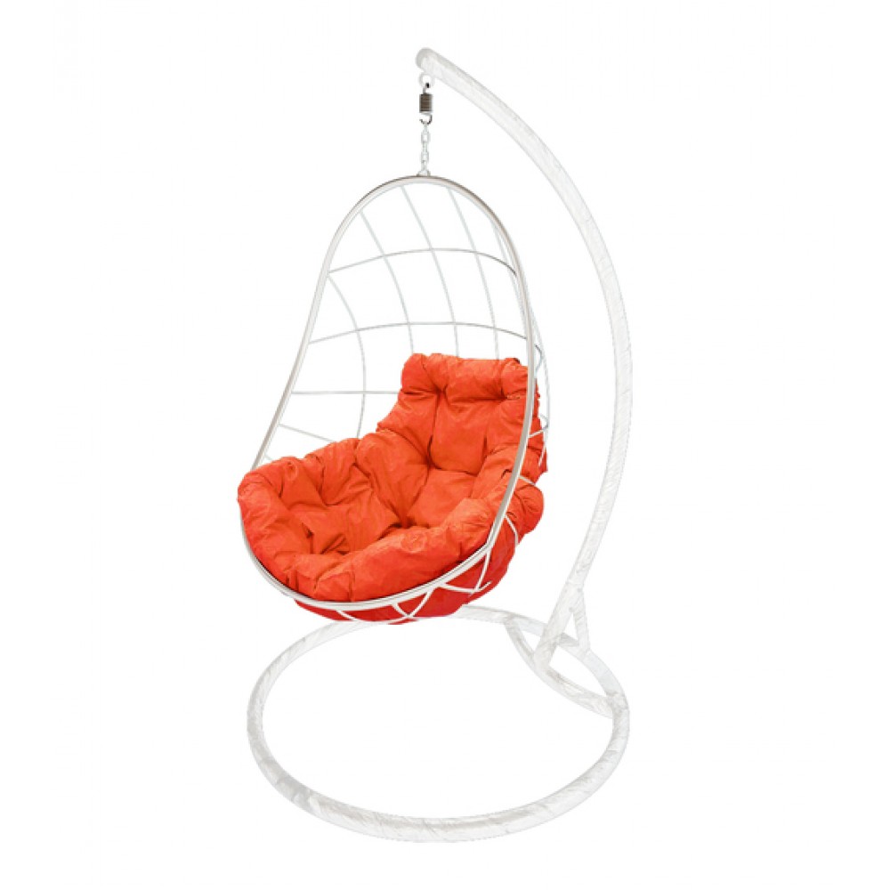 Подвесное кресло "Овал", белое, цвет подушки: Оранжевый