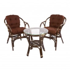 Комплект кофейный TERRACE Set (стол + 2 кресла, твил коричневого цвета), 11/05 Б