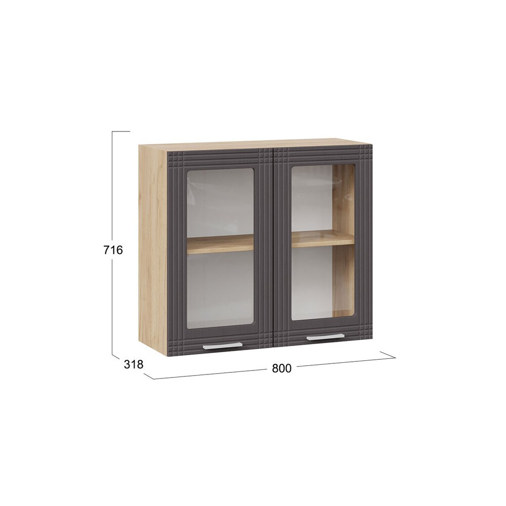 Шкаф навесной c двумя дверями со стеклом «Ольга»