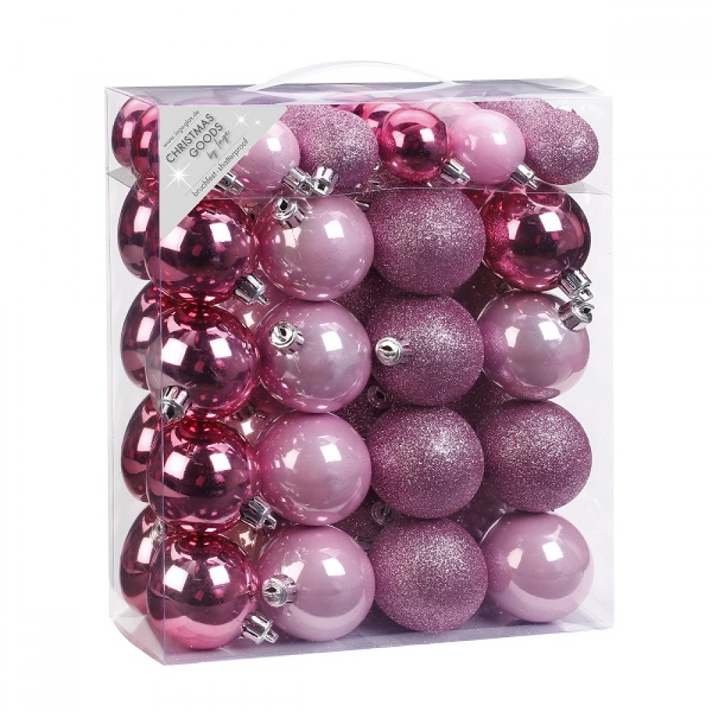 Набор ёлочных шаров пластик см розовый микс шт в уп