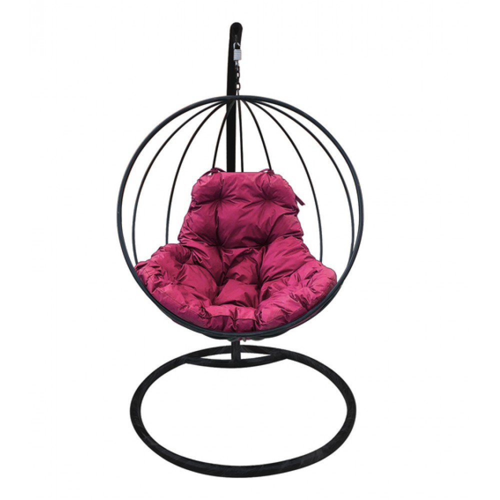 Подвесное кресло "Круглое", черное, цвет подушки: Бордовый