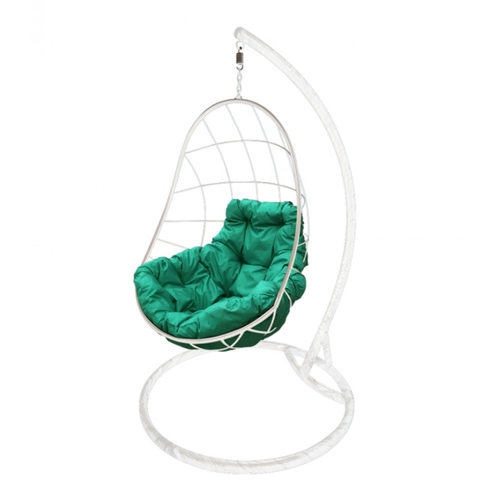 Подвесное кресло "Овал", белое, цвет подушки: Зелёный