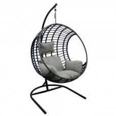 Кресло подвесное Лондон арт.D35B-МТ002 цв.корзины серый, цв.подушки серый 