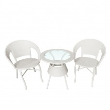 Комплект обеденный BISTRO WICKER (стол и 2 кресла), цвет белый