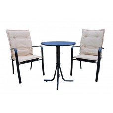 Набор мебели  Ницца Мини (2 стула+стол Ø60см, каркас антрацит, подушки бежевые) арт.с989А, с946/А94