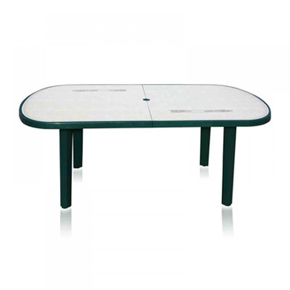 Пластиковый стол овальный зеленый с рисунком1800х900х710