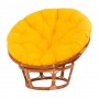 Кресло PAPASAN 23-01 из натурального ротанга, цвет: коньяк, с желтой подушкой