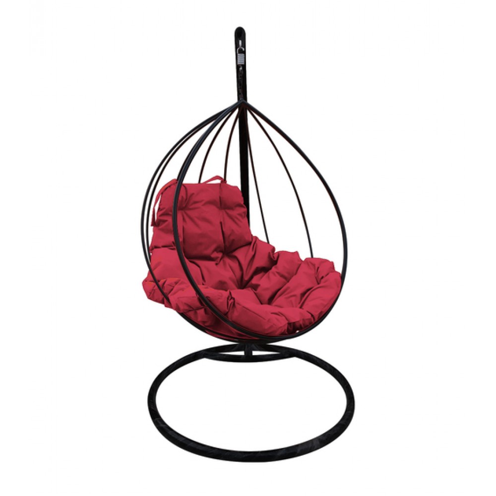 Подвесное кресло "Капля", черное, цвет подушки: Бордовый в Москве