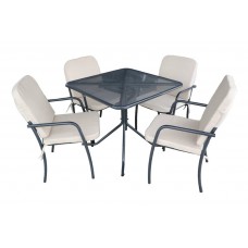 Набор мебели Прованс  (4 стула+стол 84х84см, каркас черный, подушки бежевые)