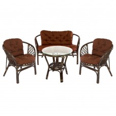 Комплект кофейный БАГАМА ST (стол+2 кресла+диван, подушка твил коричневого цвета)