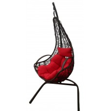 Кресло подвесное Кипр арт.D3415-MT003 цв.корзины черный, цв.подушки красный, бежевый 