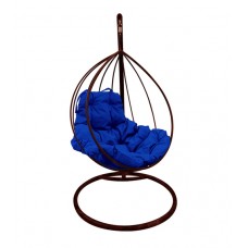 Подвесное кресло "Капля", коричневое, цвет подушки: Синий в Москве