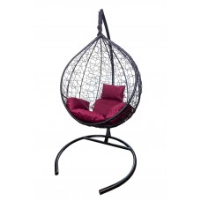 Кресло подвесное Сфера арт.CN800-МТ цв.корзины черный, цв.подушки бордовый "Garden story"