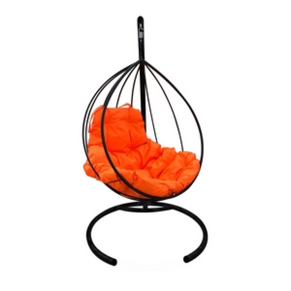 Подвесное кресло "Капля", черное, цвет подушки: Оранжевый в Москве