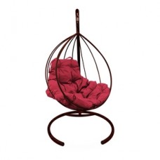 Подвесное кресло "Капля", коричневое, цвет подушки: Бордовый в Москве
