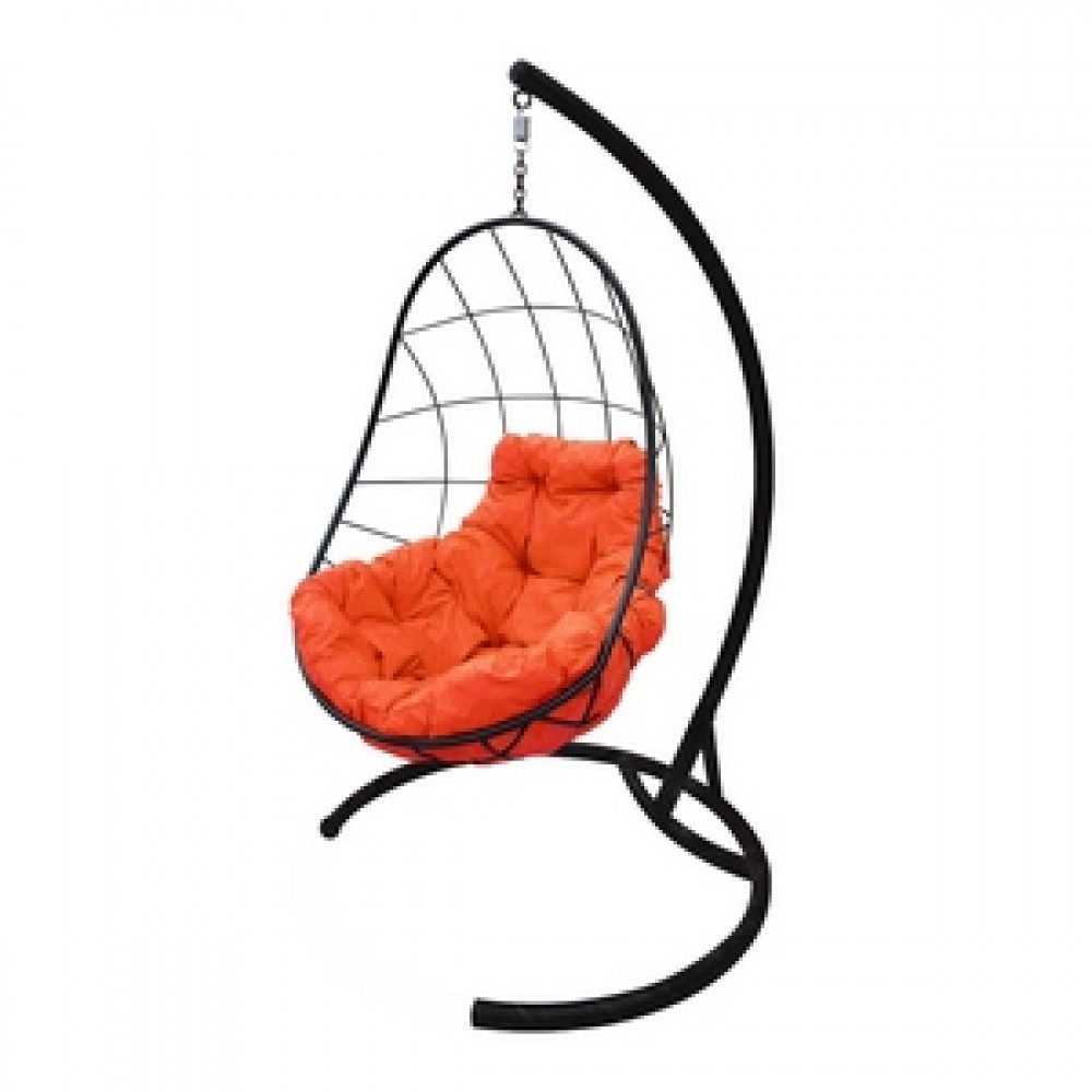 Подвесное кресло "Овал", черное, цвет подушки: Оранжевый