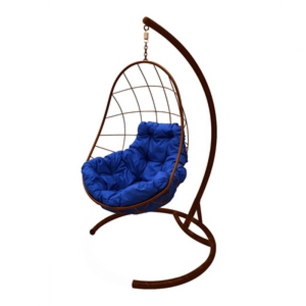 Подвесное кресло "Овал", коричневое, цвет подушки: Синий